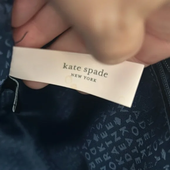 Kate Spade Navy Croc-Embossed Shoulder Bag and Dust BagNavy Blue Preowned - Picture 15 of 15